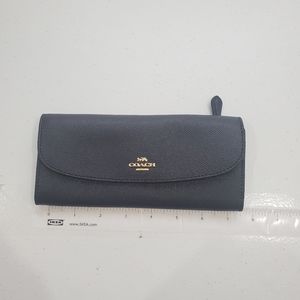 COACH Soft Slim Wallet In Crossgrain Leather Midnight/Gold F59949